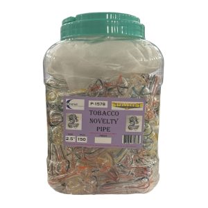 Glass Hand Pipe with Mix Color Swirls Jar